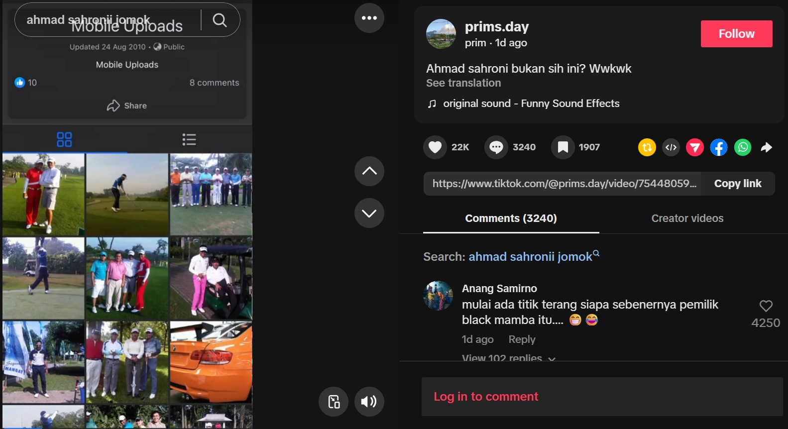 Viral foto jadul diduga Ahmad Sahroni (TikTok @prims.day)